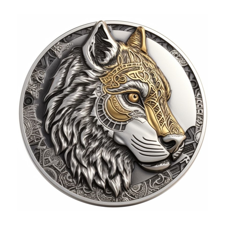 Commemorative Animal Wolf Metal Gold Coins