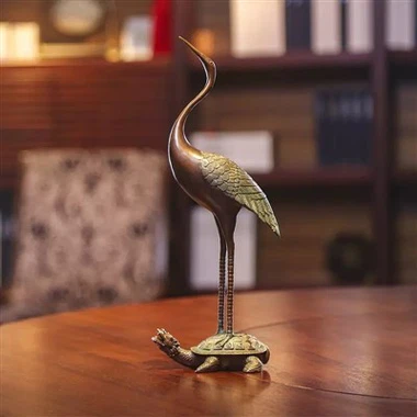 Bronze Turtle Crane Copper Ornament Home Gift